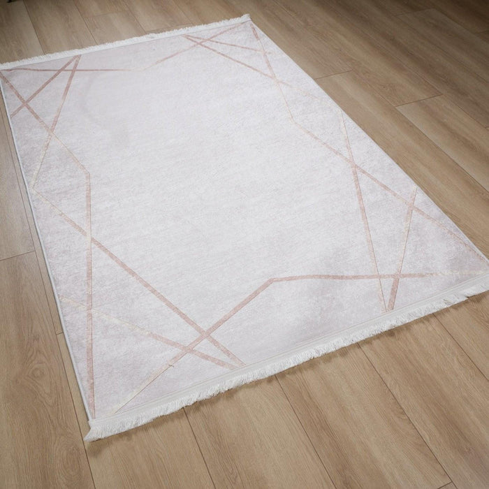 Geometrik Desenli Dijital Baskı Halı, krem, 120x180 cm — Halıcızade