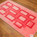 Geometrik Desenli El Dokuma Halı, pembe, 90x160 cm — Halıcızade