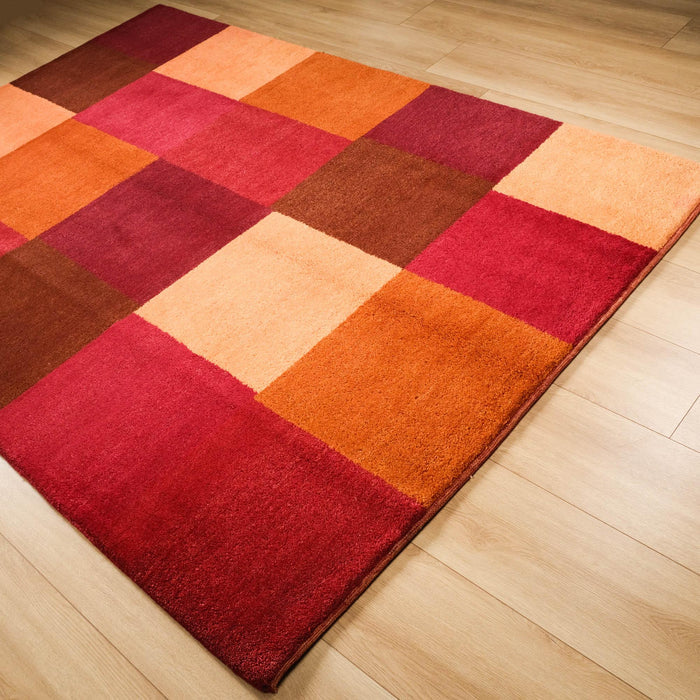 Geometrik Desenli El Dokuma Halı, kırmızı, 170x240 cm — Halıcızade