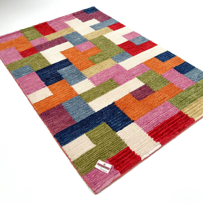 Geometrik Desenli El Dokuma Halı, rengarenk, 120x180 cm — Halıcızade