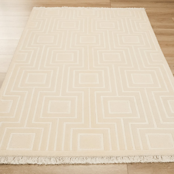 Geometrik Desenli El Dokuma Halı — 121x185 cm