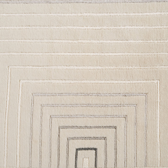 Geometrik Desenli El Dokuma Halı - Beyaz 90x150