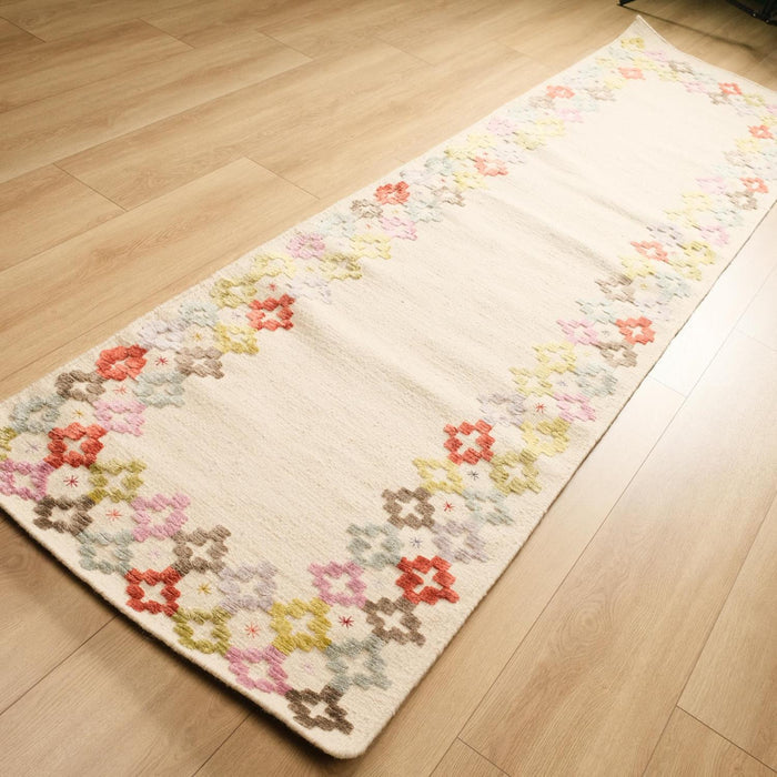 Geometrik Desenli El Dokuma Kilim, rengarenk, 80x300 cm — Halıcızade
