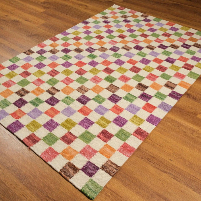 Geometrik Desenli El Dokuma Kilim, rengarenk, 120x180 cm — Halıcızade