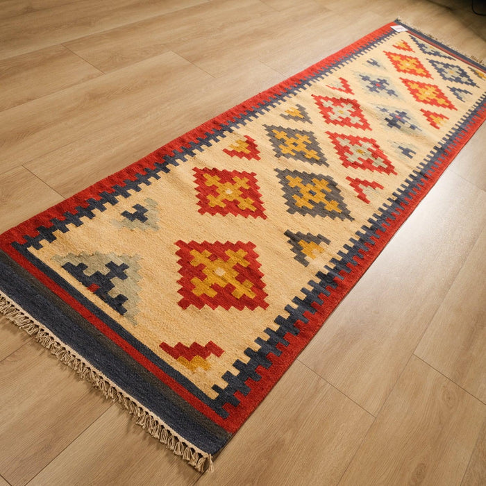 Geometrik Desenli El Dokuma Kilim, rengarenk, 80x300 cm — Halıcızade