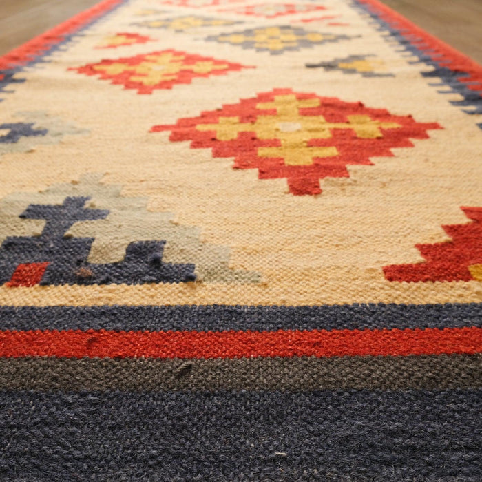 Geometrik Desenli El Dokuma Kilim — 80x300 cm