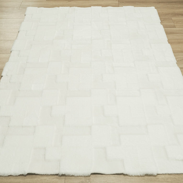 Geometrik Desenli Peluş Post Halı — 90x150, 160x230 cm