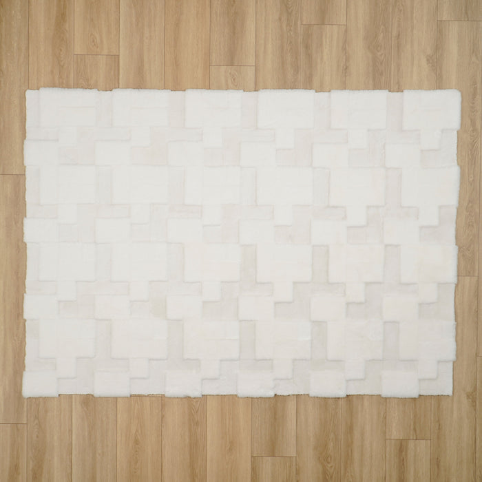 Geometrik Desenli Peluş Post Halı