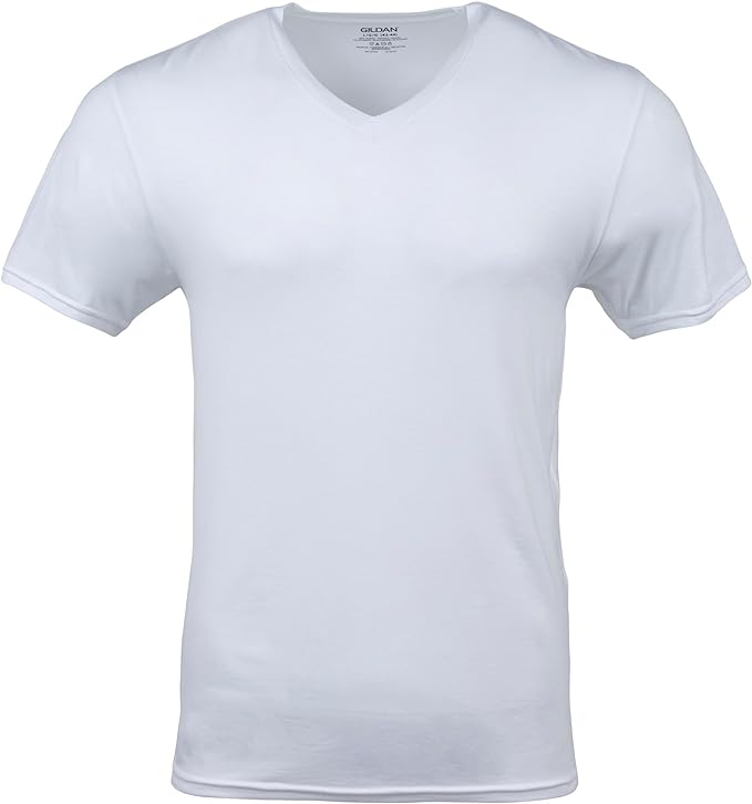 GILDAN Men's V-neck T-shirts, Multipack Undershirt, White (6-pack), M UK