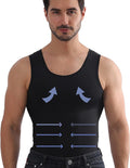 Henicepte Men Slimming Tummy Control Chest Compression Hide Gynecomastia Undershirt Shapewear, Black, Large