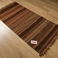 İnka Serisi Çizgi Desenli Makine Dokuma Kilim, kahverengi, 80x150 – 120x180 cm — Halıcızade