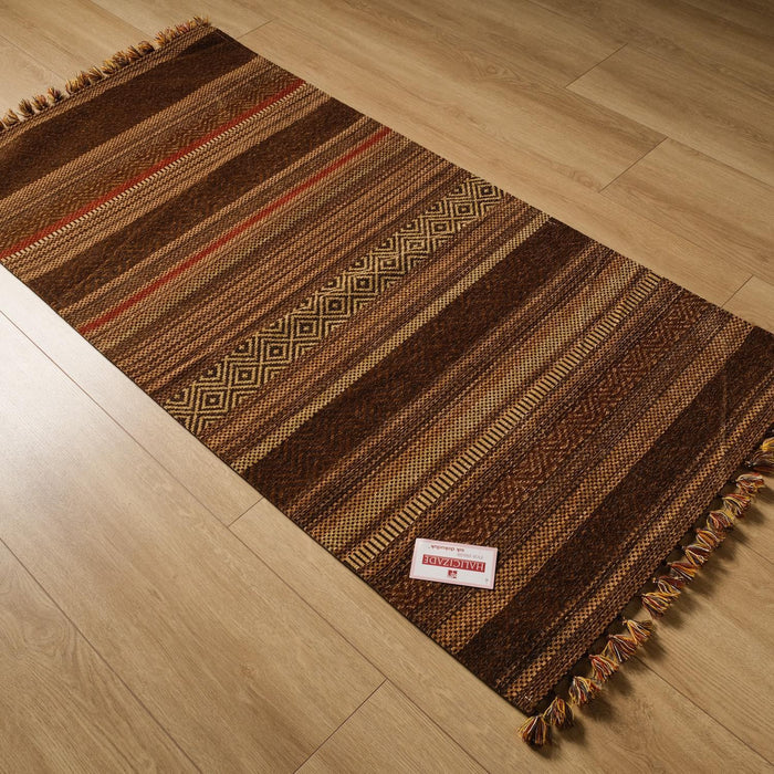 İnka Serisi Çizgi Desenli Makine Dokuma Kilim, kahverengi, 80x150 – 120x180 cm — Halıcızade