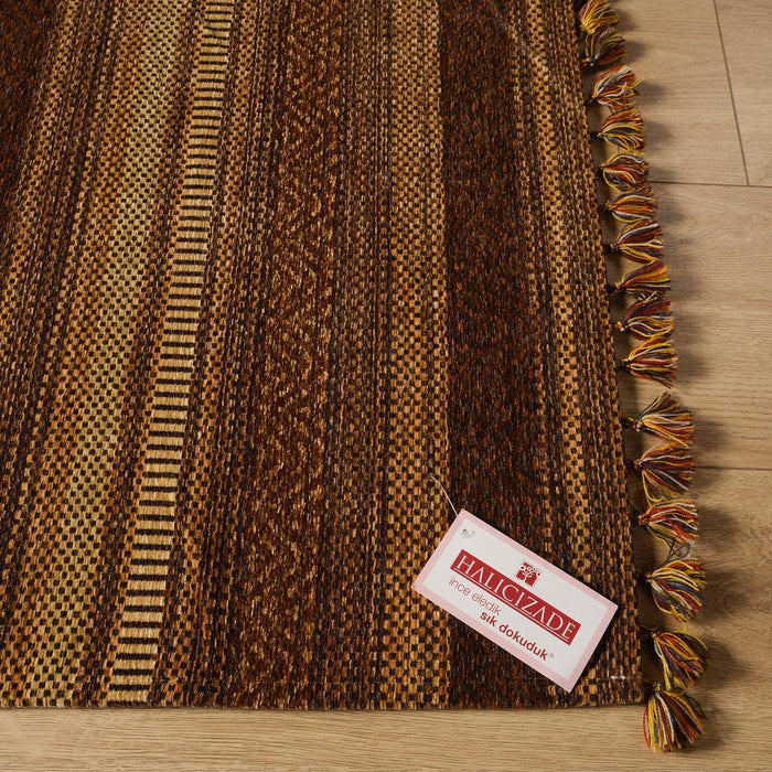 İnka Serisi Çizgi Desenli Makine Dokuma Kilim — akrilik