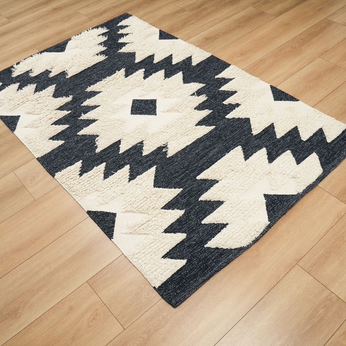 İskandinav Desenli Lacivert Pamuk Kilim, 120x180 cm — Halıcızade