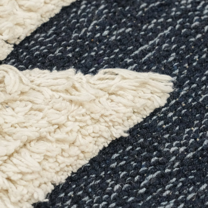 İskandinav Desenli Lacivert Pamuk Kilim — modern tasarım