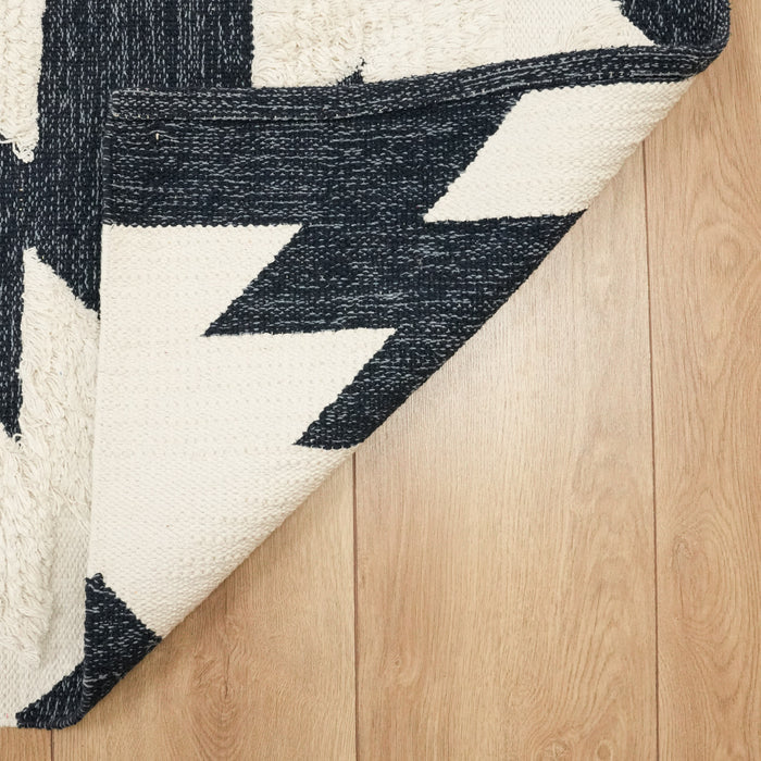 İskandinav Desenli Lacivert Pamuk Kilim — antre halısı