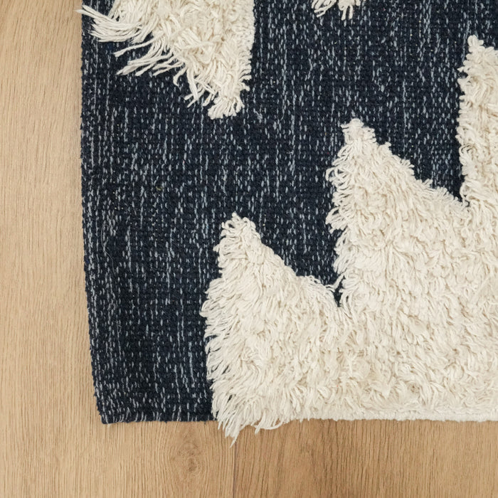 İskandinav Desenli Lacivert Pamuk Kilim