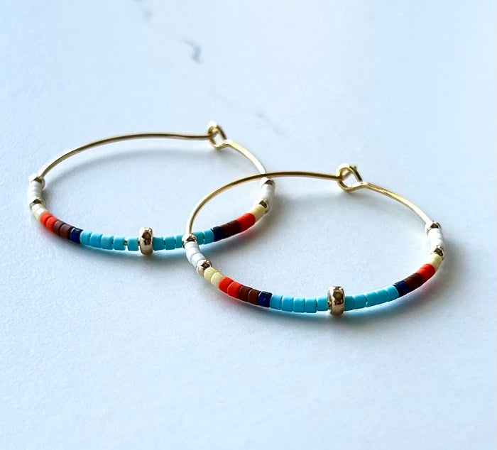 Japanese Miyuki Beaded Hoop Earrings