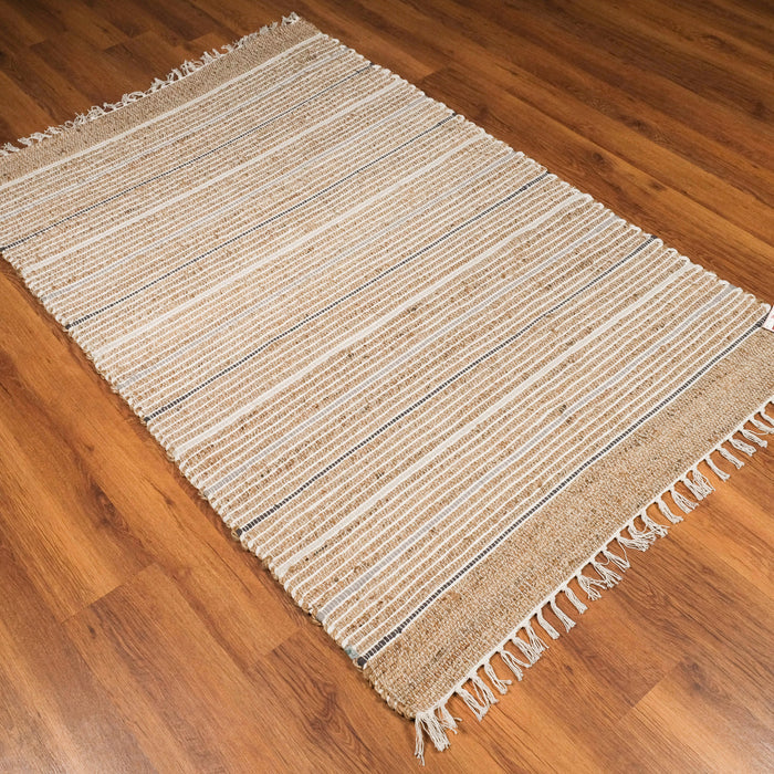Juno Jüt Serisi Çizgi Desenli El Dokuma Halı, kahverengi, 120x180 – 140x200 cm — Halıcızade
