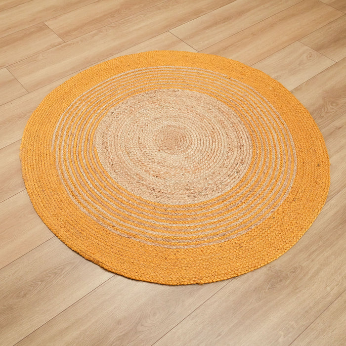 Juno Jüt Serisi Çizgi Desenli El Dokuma Halı, sarı, 90x90 – 150x150 cm — Halıcızade