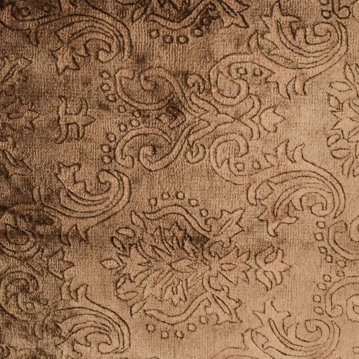Kahverengi El Dokuma Damask Desenli Halı