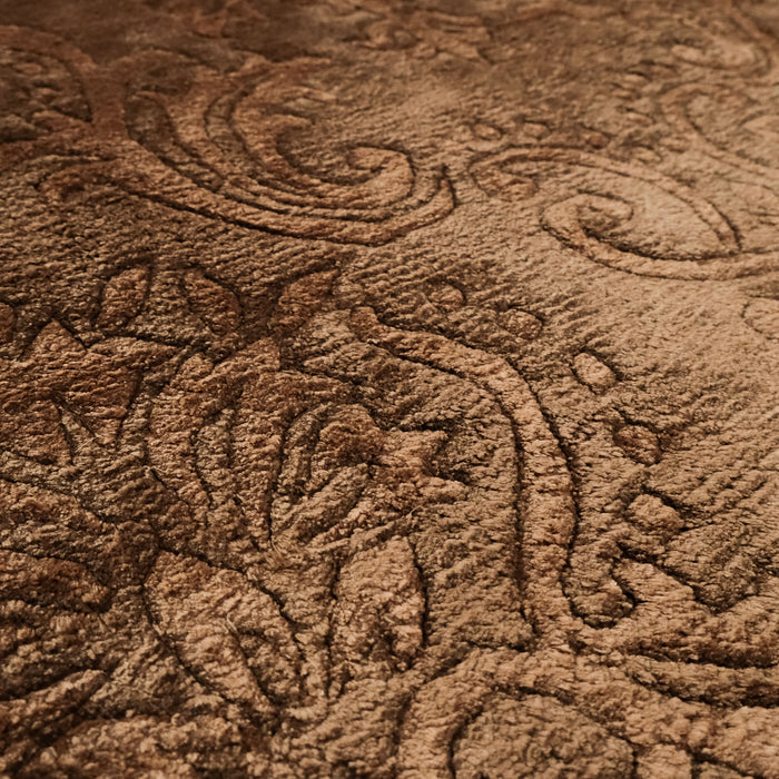 Kahverengi El Dokuma Damask Desenli Halı