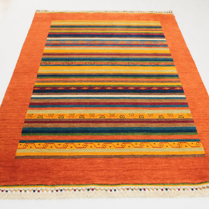 Karnaval Serisi Tezgah Dokuma Şal Desenli Turuncu Halı — 60x90, 150x217, 197x279 cm