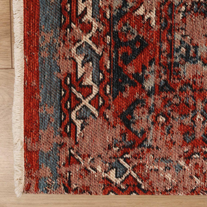 Kehribar Makine Dokuma Vintage Desenli Kırmızı Kilim — yatak odası halısı