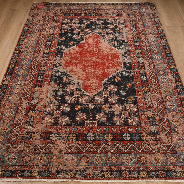 Kehribar Makine Dokuma Vintage Desenli Rengarenk Kilim — 80x150, 120x180, 80x300, 160x230 cm