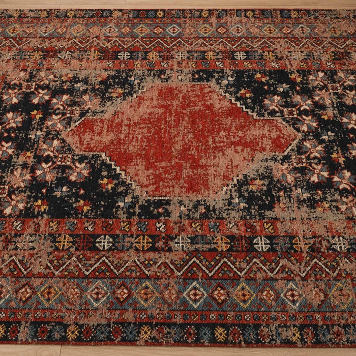 Kehribar Makine Dokuma Vintage Desenli Rengarenk Kilim — etnik desenli
