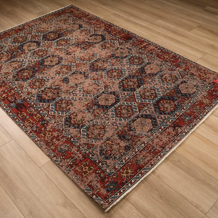 Kehribar Makine Dokuma Vintage Desenli Rengarenk Sentetik Kilim, 80x150 – 200x300 cm — Halıcızade
