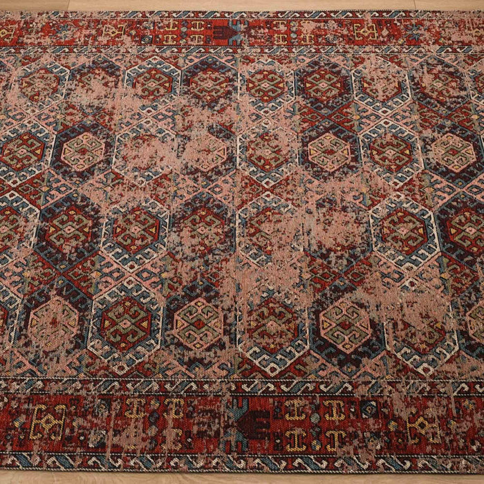 Kehribar Makine Dokuma Vintage Desenli Rengarenk Sentetik Kilim — yatak odası halısı