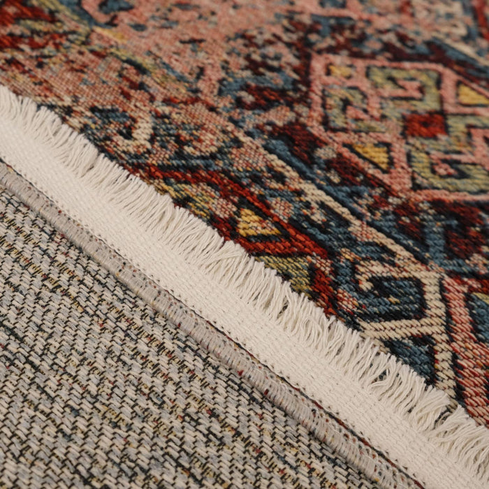 Kehribar Makine Dokuma Vintage Desenli Rengarenk Sentetik Kilim — antre halısı