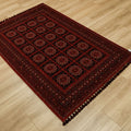Kehribar Serisi Afgan Desenli Makine Dokuma Bordo Halı, 80x150 – 200x300 cm — Halıcızade