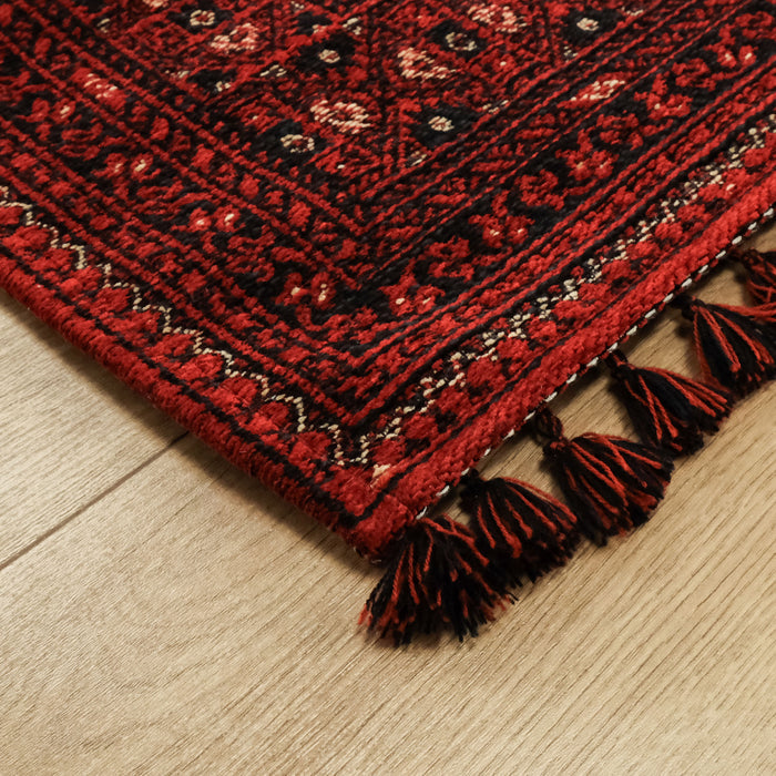 Kehribar Serisi Afgan Desenli Makine Dokuma Bordo Halı — salon halısı