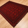 Kehribar serisi Afgan desenli makine dokuma akrilik halı, bordo, 80x150 cm — Halıcızade