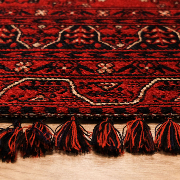 Kehribar Serisi Bordo Renkli Makine Dokuma Afgan Desenli Akrilik Halı — salon halısı