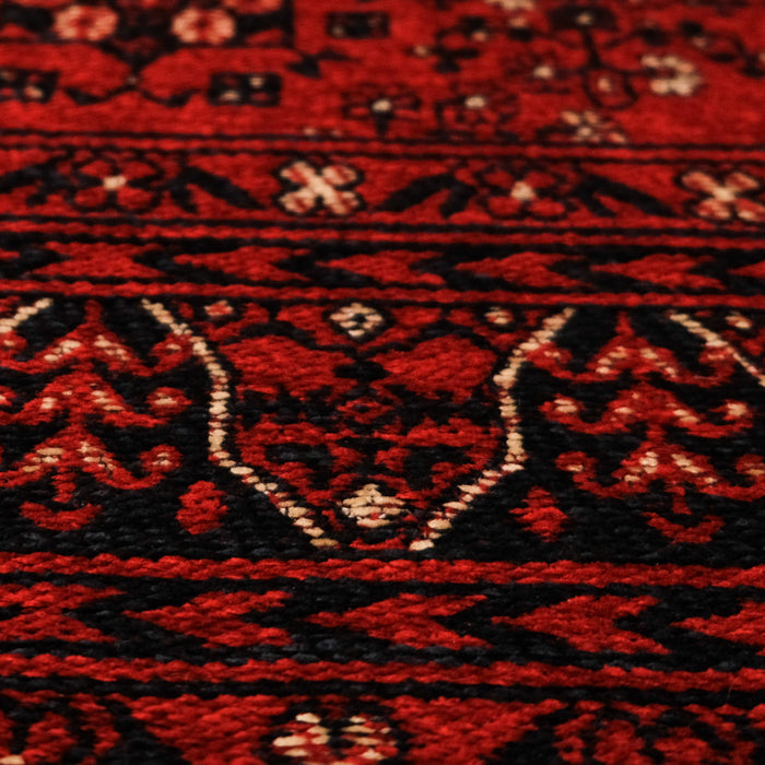 Kehribar Serisi Bordo Renkli Makine Dokuma Afgan Desenli Akrilik Halı — ofis halısı