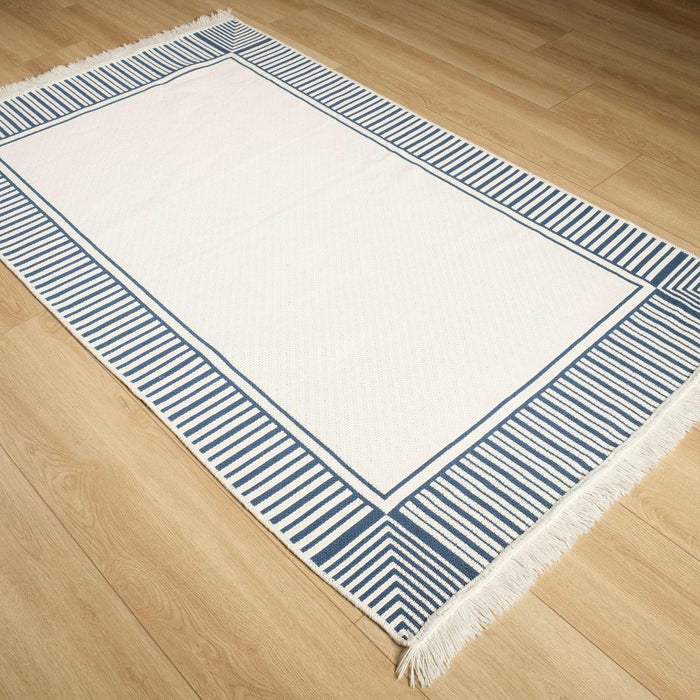 Kehribar Serisi Çerçeve Desenli Makine Dokuma Kilim, lacivert, 80x150 – 160x230 cm — Halıcızade