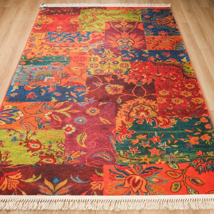 Kehribar Serisi Dijital Baskı Patchwork Desenli Halı — 75x150, 120x180, 75x300, 155x230 cm