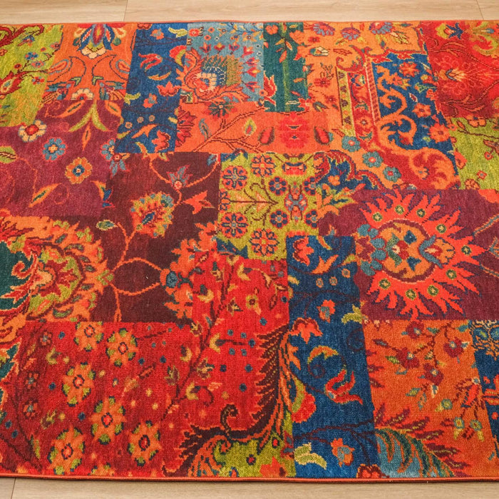 Kehribar Serisi Dijital Baskı Patchwork Desenli Halı — mutfak halısı