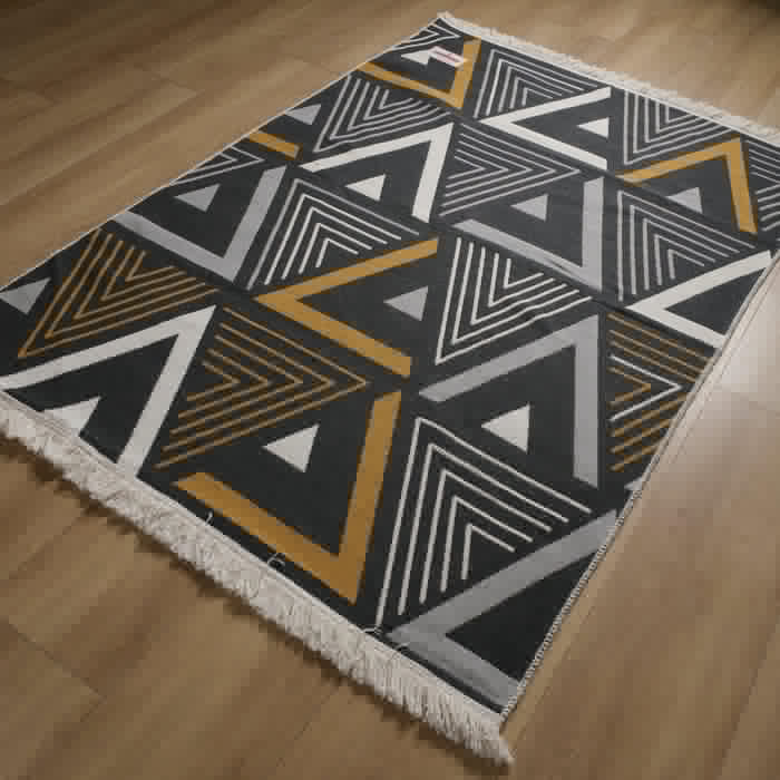 Kehribar Serisi Geometrik Desenli Makine Dokuma Genç Odası Kilim — 80x150, 120x180, 80x300, 160x230 cm