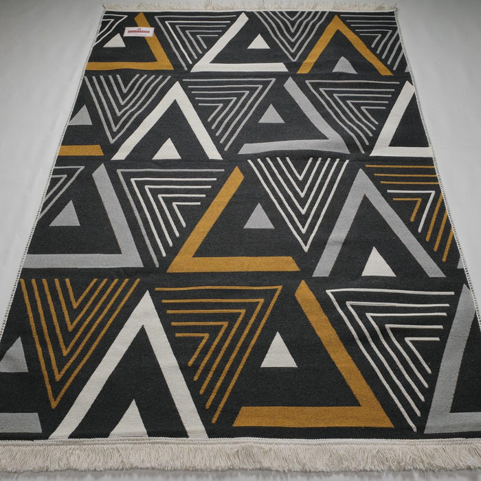 Kehribar Serisi Geometrik Desenli Makine Dokuma Genç Odası Kilim — modern tasarım