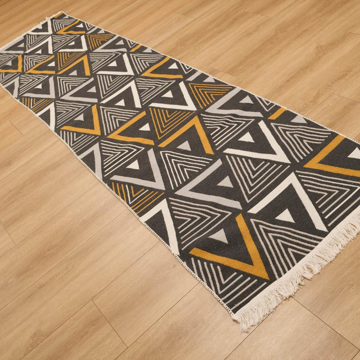 Kehribar Serisi Geometrik Desenli Makine Dokuma Genç Odası Kilim — antre halısı