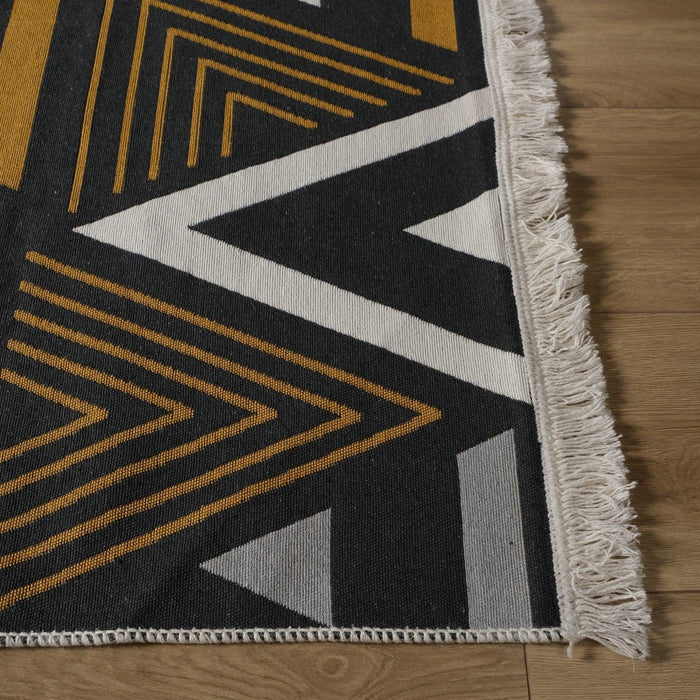 Kehribar Serisi Geometrik Desenli Makine Dokuma Genç Odası Kilim — mutfak halısı