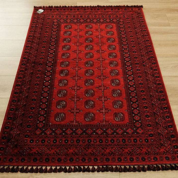 Kehribar Serisi Kırmızı Türkmen Desenli Halı — makine dokuma