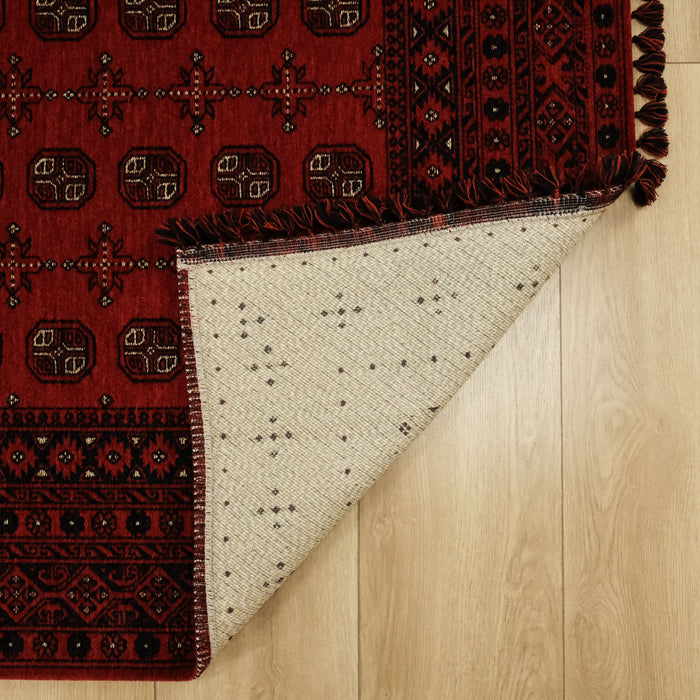 Kehribar Serisi Kırmızı Türkmen Desenli Halı — yatak odası halısı
