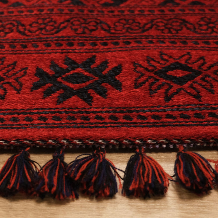 Kehribar Serisi Makine Dokuma Afgan Desenli Bordo Akrilik Halı — klasik desen