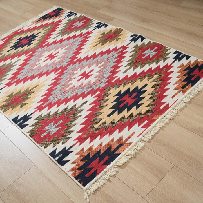 Kehribar Serisi Makine Dokuma Anadolu Desenli Rengarenk Pamuk Kilim