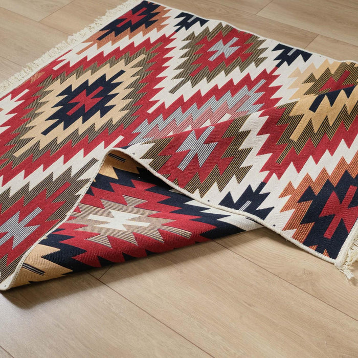 Kehribar Serisi Makine Dokuma Anadolu Desenli Rengarenk Pamuk Kilim